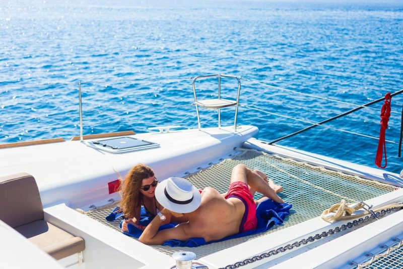 Romantic on Catamaran in Greece